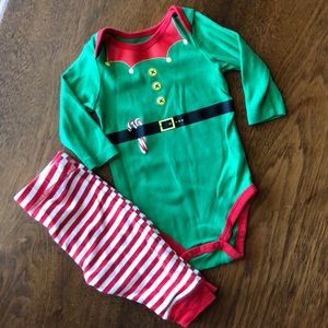 Elf Outfit with Candy Cane Striped Pants 3M